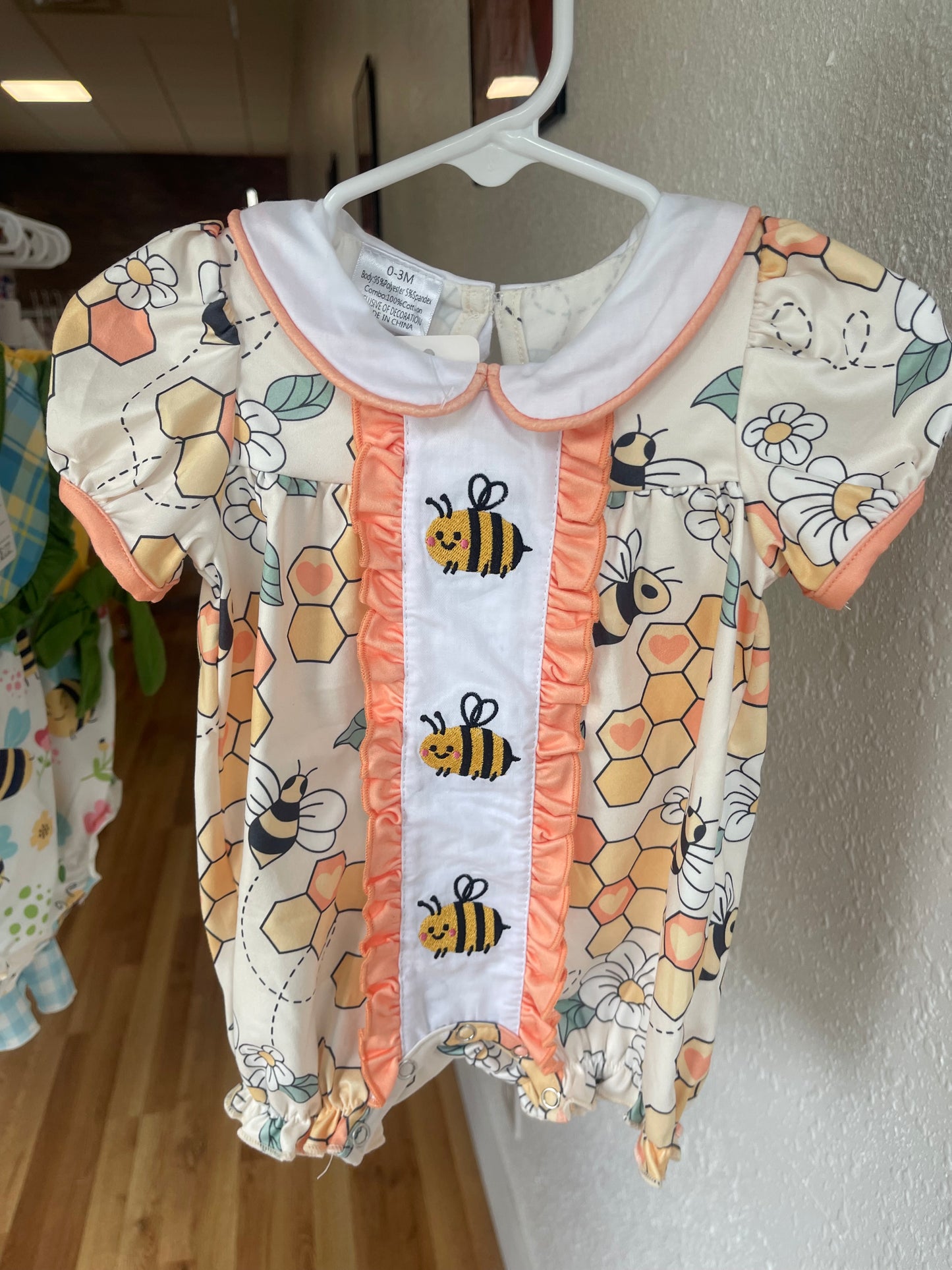 Embroidered bee romper